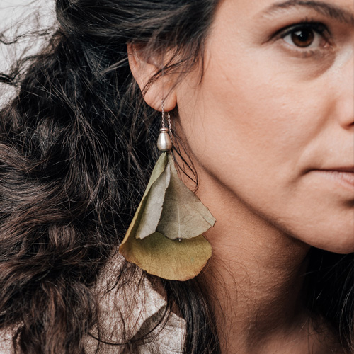 Silk ginkgo earrings